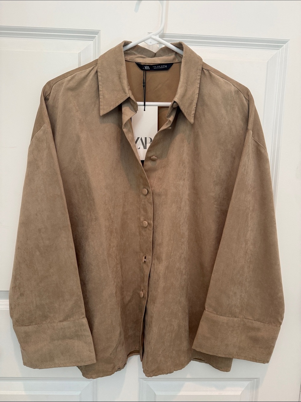 Zara Women’s Suede-Look Button Down Shirt Jacket